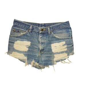 Vintage Lee Distressed High-Waisted Denim Cutoff Shorts – Women’s 32